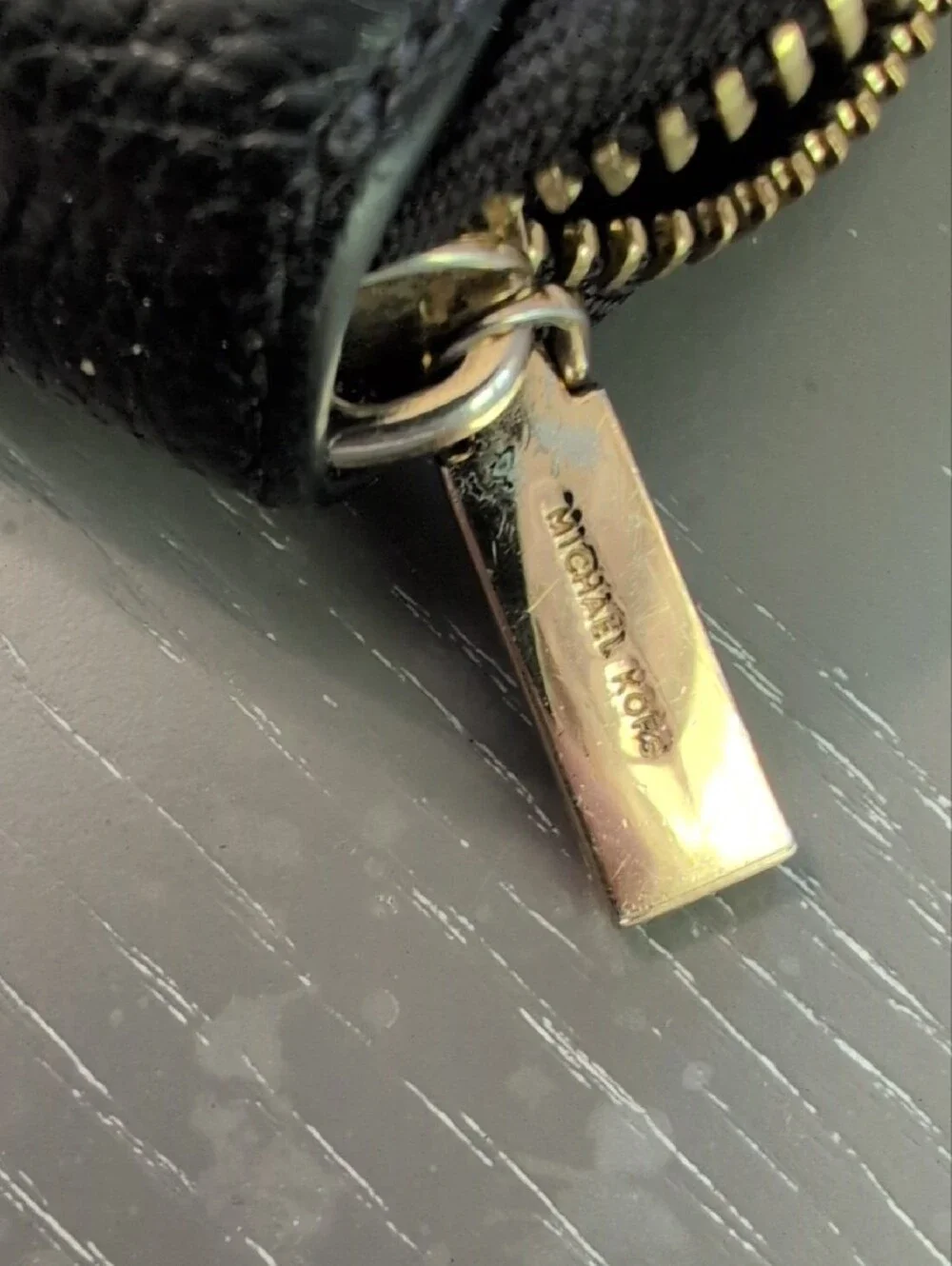 Michael Kors Black Pebbled Leather Zip Wristlet
